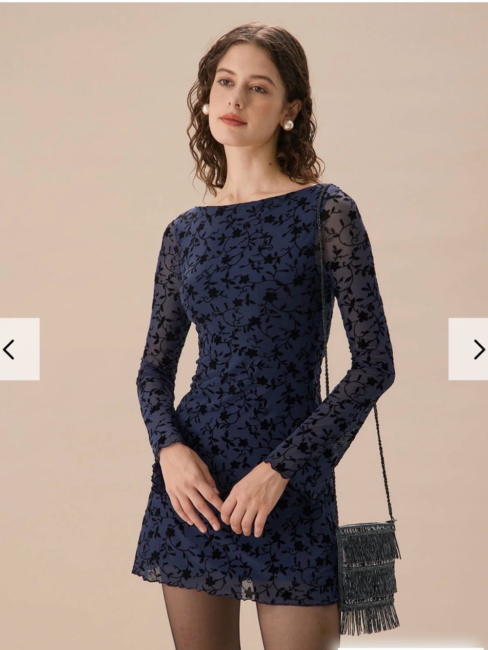 RIHOAS Women's Blue See-through Long Sleeve Mini Dress Size Medium